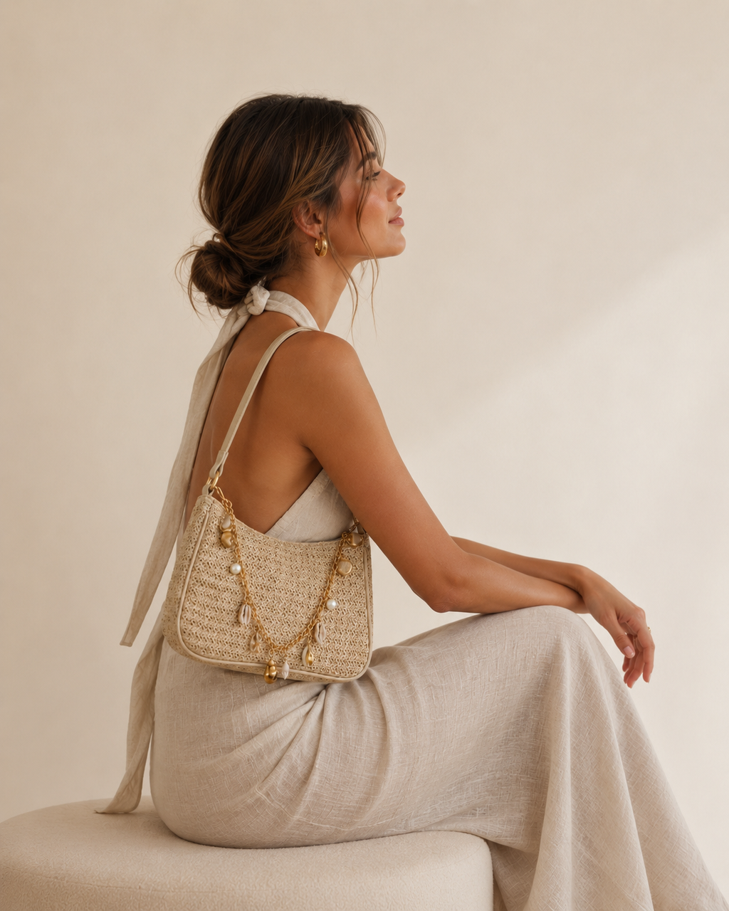 Bolso de Hombro Lena de Paja Trenzada