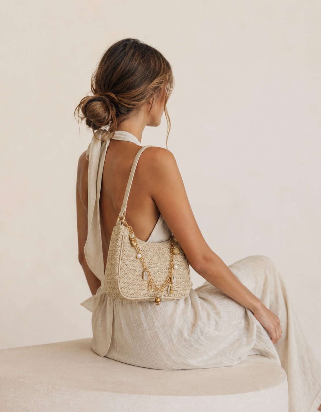 Bolso de Hombro Lena de Paja Trenzada