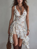 Valeria™ | Vestido Mini de Viscosa con Estampado Floral Vintage